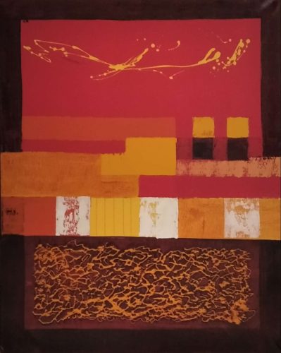 Bordó keretes absztrakt festmény