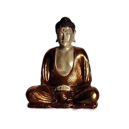 Műgyanta Thai, történelmi Buddha szobor 25cm arany ruhás