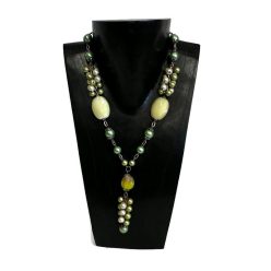   Nyaklánc, női, tekla gyöngy, nagy lapos üveggyönggyel 2.