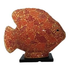 Üvegmozaik lámpabúra, hal narancs-piros