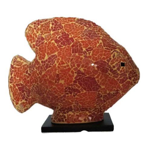 Üvegmozaik lámpabúra, hal narancs-piros