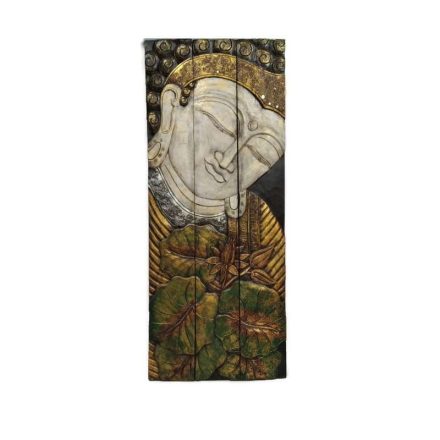 Buddha kép falra 3 részes, összecsukható fekete-fehér-arany festett