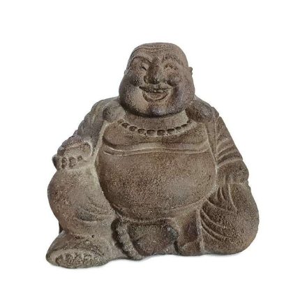 Homokkő szobor, nevető Buddha sötétbarna