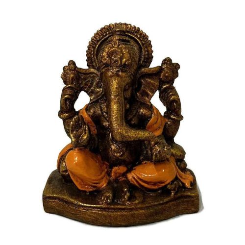 Négykarú Ganesha szobor - arany-narancs, bölcsesség és akadály elhárítás