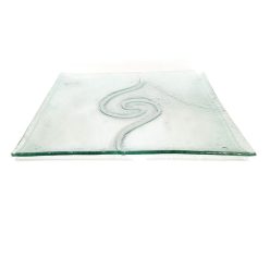 Üvegtál, szögletes, nagy spirállal