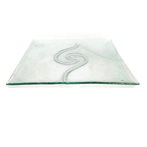 Üvegtál, szögletes, nagy spirállal