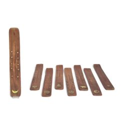   Fa füstölőtartó "sítalp" barna, Hold motívummal