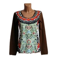   UDG hosszú ujjú felső barna ujjú, inda motívumos "M"