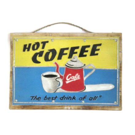 Fatábla fém nyomattal, kávé dizájn Hot caffee
