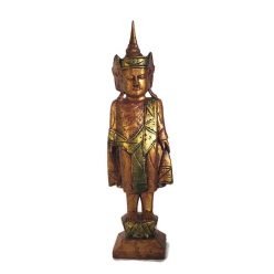 Thai Buddha, álló aranyszínű fejdíszben