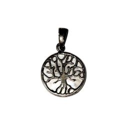 Kézzel készült ezüst életfa medál fehér kagyló háttérrel