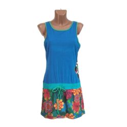 UDG rövid ruha, kék felsőrész, virágos alj