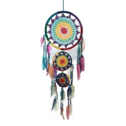 Álomfogó horgolt hármas, színes, kicsi