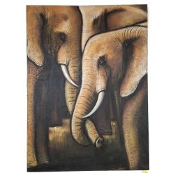   Elefántcsalád vászonkép – kézzel festett akril festmény strukturált felülettel, élethű részletekkel
