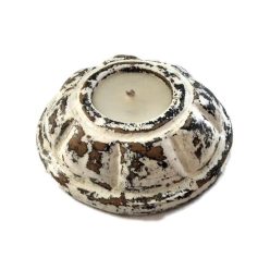 Kerámia mécsestartó antikolt fehér kör