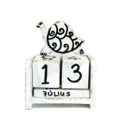 Fa öröknaptár fehér teknős, csiga mintával