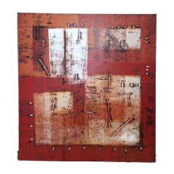   Strukturált absztrakt vászonkép – kézzel festett akril festmény piros, narancs és fehér színekkel