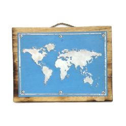 Fatábla fém nyomattal, térkép dizájn világoskék