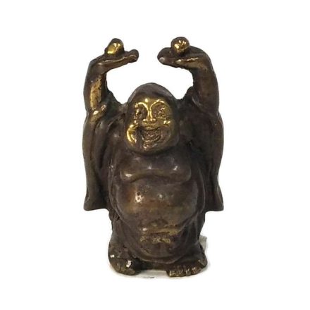 Nevető Buddha bronzból barna
