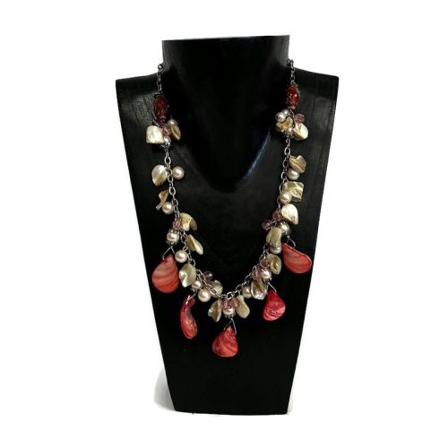 Nyaklánc, női, kagyló és mintás üveggyöngy 3.