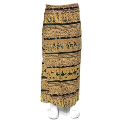 Lapszoknya hosszú, zöld egyiptomi jellegű minta