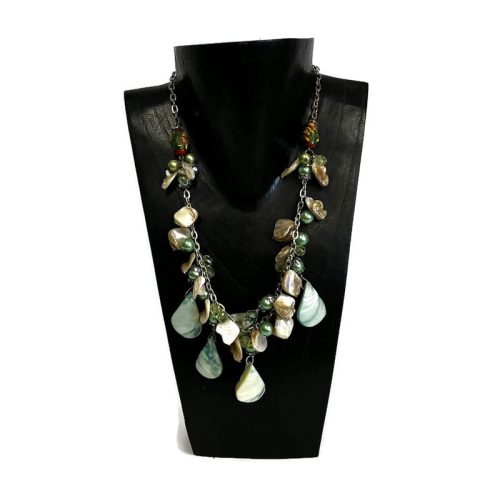 Nyaklánc, női, kagyló és mintás üveggyöngy 4.