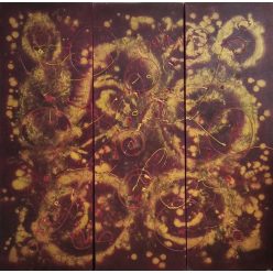 3 részes piros-arany absztrakt festmény