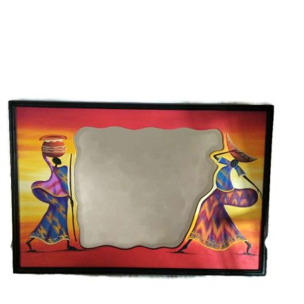 Fa kép tükörrel, afrikai vízhordó nők, 2 alak
