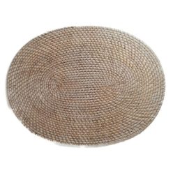 Tányéralátét rattan ovális fehér