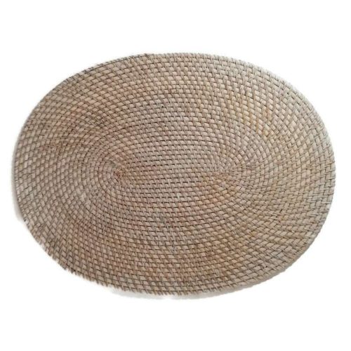 Tányéralátét rattan ovális fehér