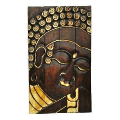   Buddha kép falra 4 részes, összecsukható barna festett nagy