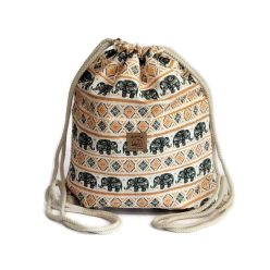 Utcai tornazsák, fehér alapon fekete-narancs elefántos