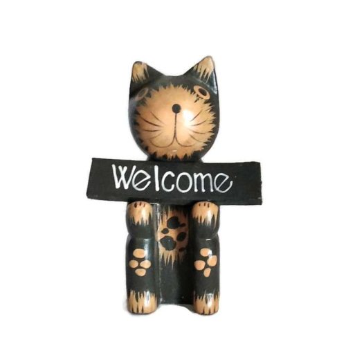 Üdvözlő cica fekete