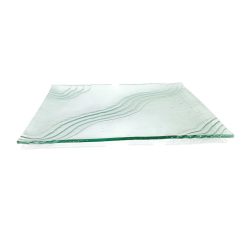 Üvegtál, szögletes, átlósan hullámvonalas