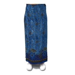 Lapszoknya hosszú, virágos kék alul díszsáv